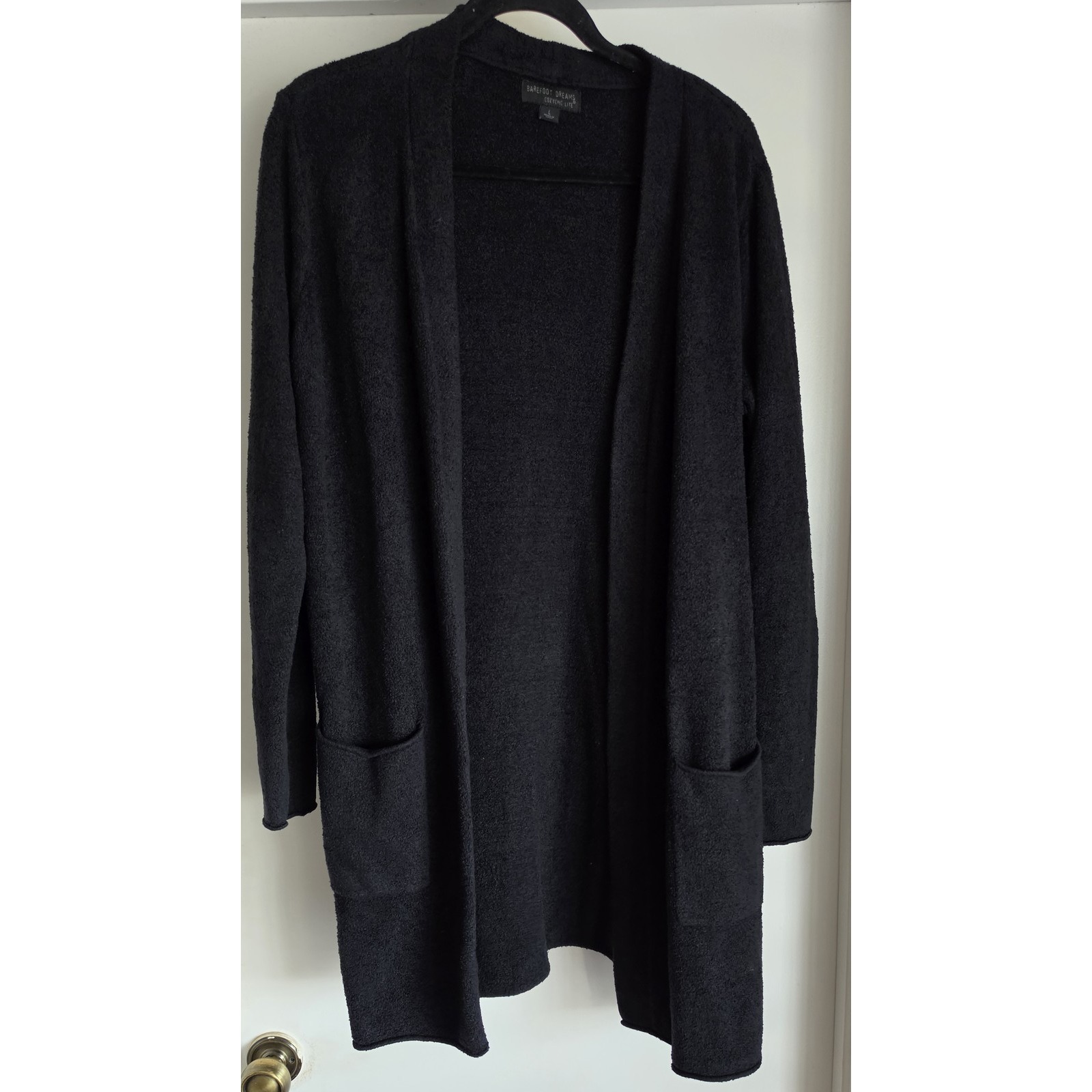 Barefoot Dreams Cardigan Size L Black Long Sleeve Women Wrap Sweater Cozy